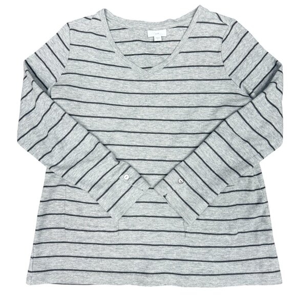 Women's J. JILL Striped Sweater Shell‎ Buttons w/Pockets- Size XS - Picture 1 of 11
